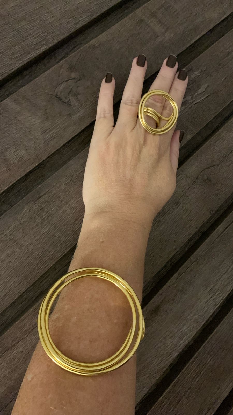 Conjunto pulseira e anel de alumínio