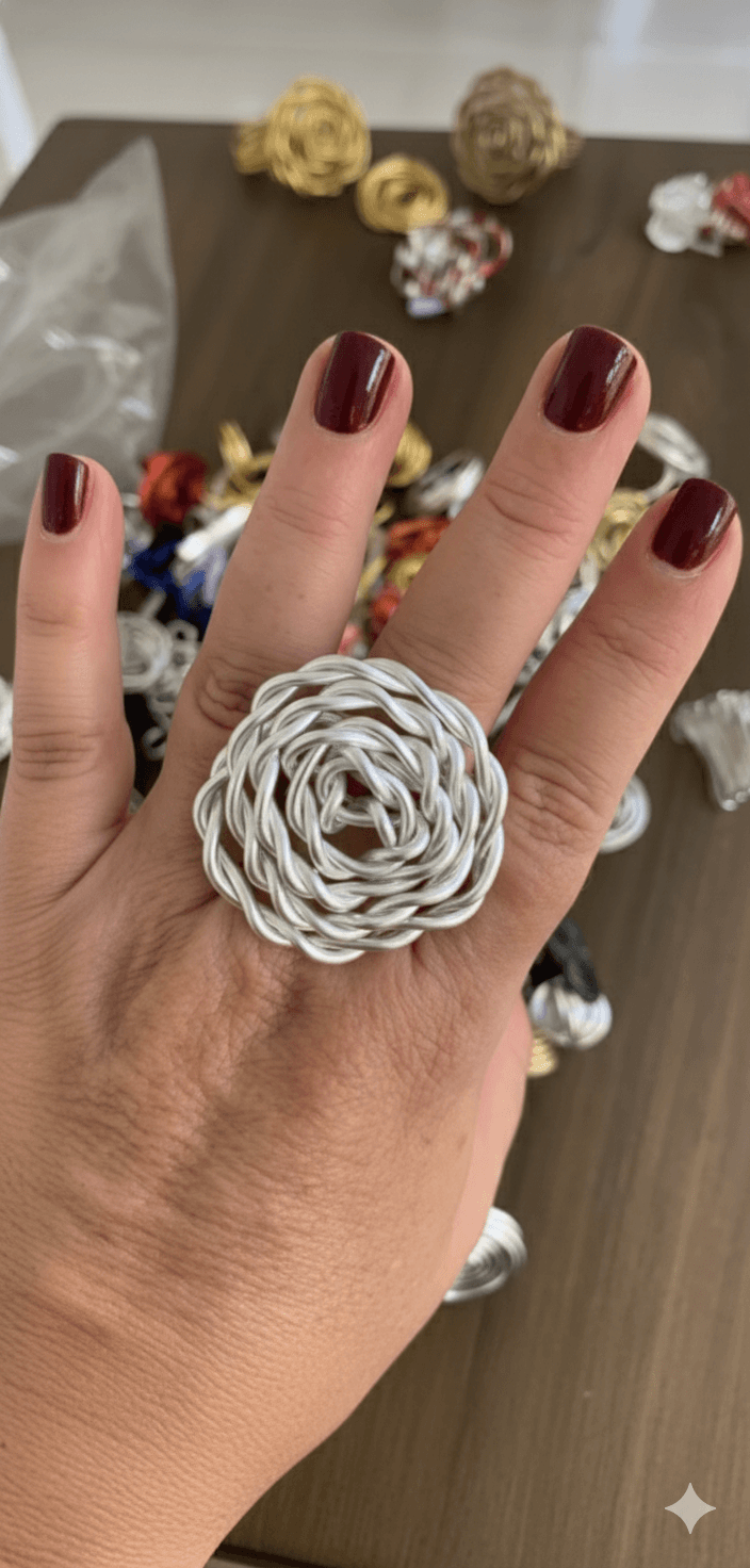 Anel Design Flor em Alumínio - Imagem 2