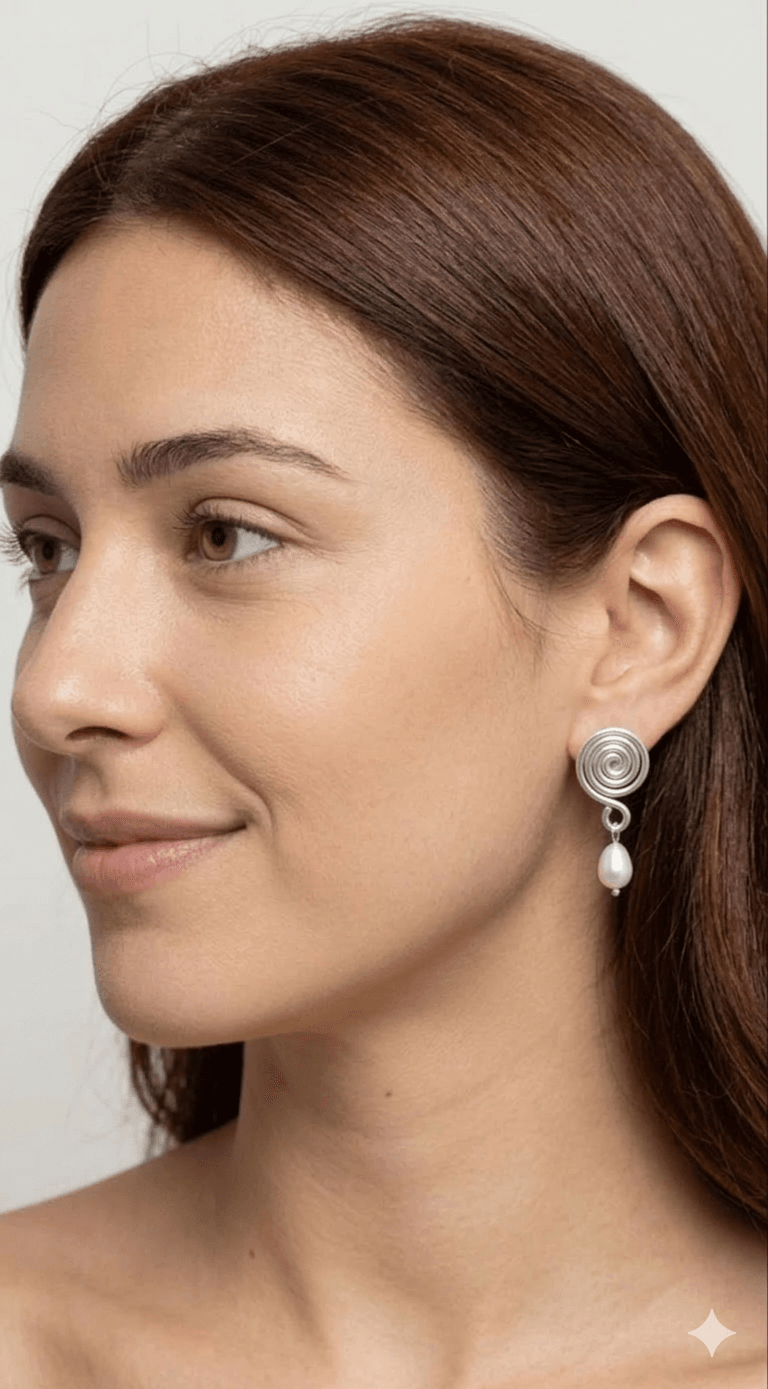 Brinco Rococó em Alumínio com Pérola - Imagem 2