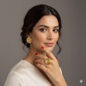 Conjunto brinco e anel de alumínio